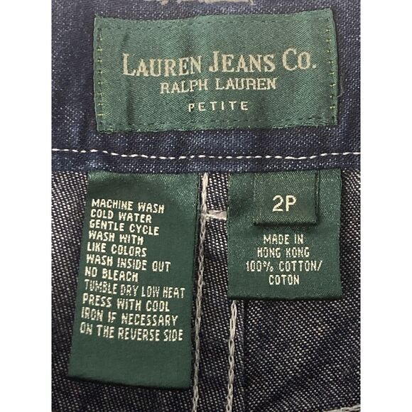Lauren Jeans Co. Premium Womens Jeans Mid Rise Blue Dark Wash‎ Denim Size 2P - Picture 11 of 16